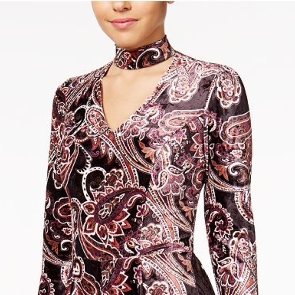 Be Bop Printed Cotton Velvet Choker Romper - Picture 2 of 5